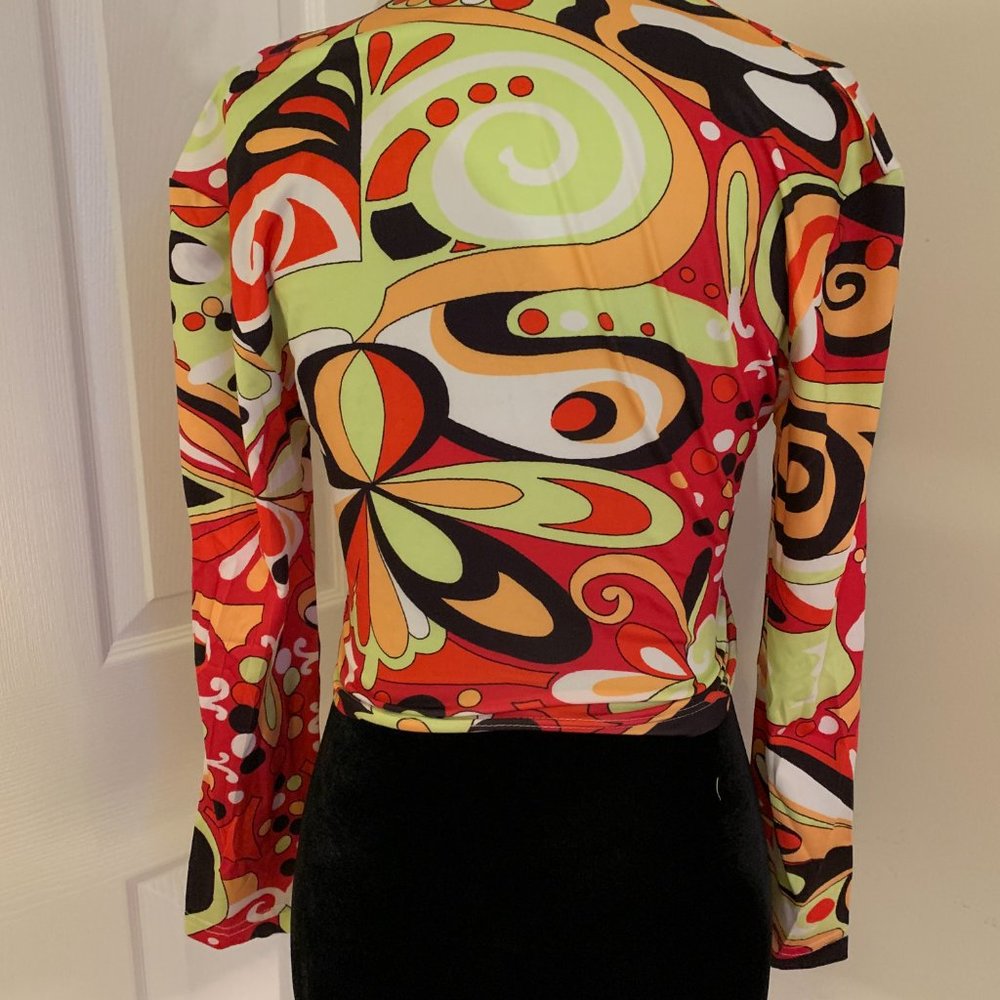 Boho Print Drawstring Crop Top - Picture 8 of 8